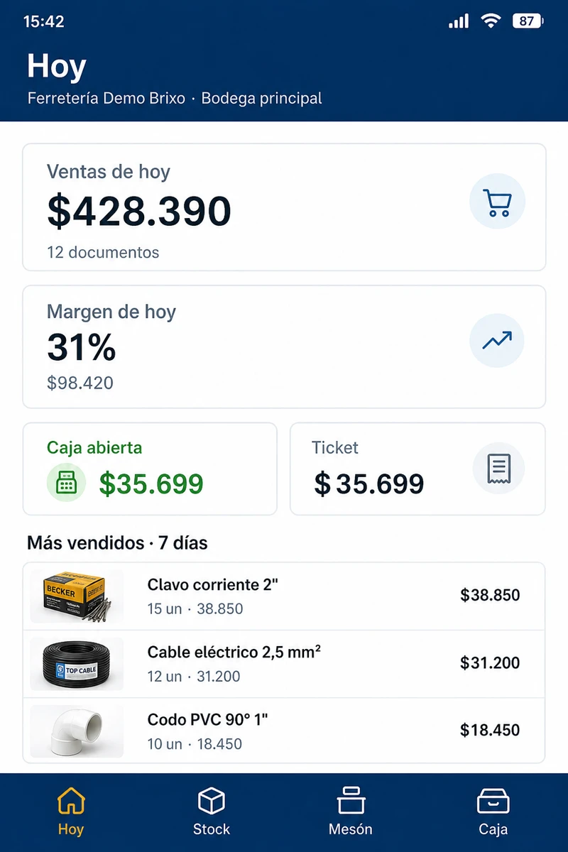 La app de Brixo en un teléfono